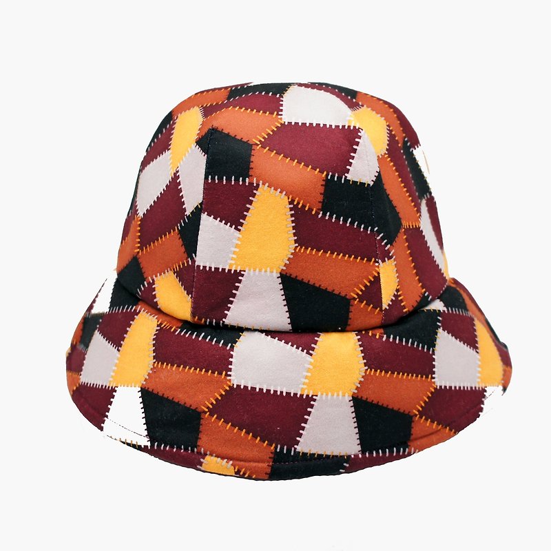 BLR  Bucket Hat [ Patchwork ] - หมวก - วัสดุอื่นๆ สีนำ้ตาล