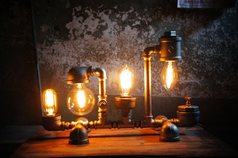 Edison-industry retro industrial style LOFT plumbing lamps entrance lamps industrial lamps - โคมไฟ - โลหะ สีเทา
