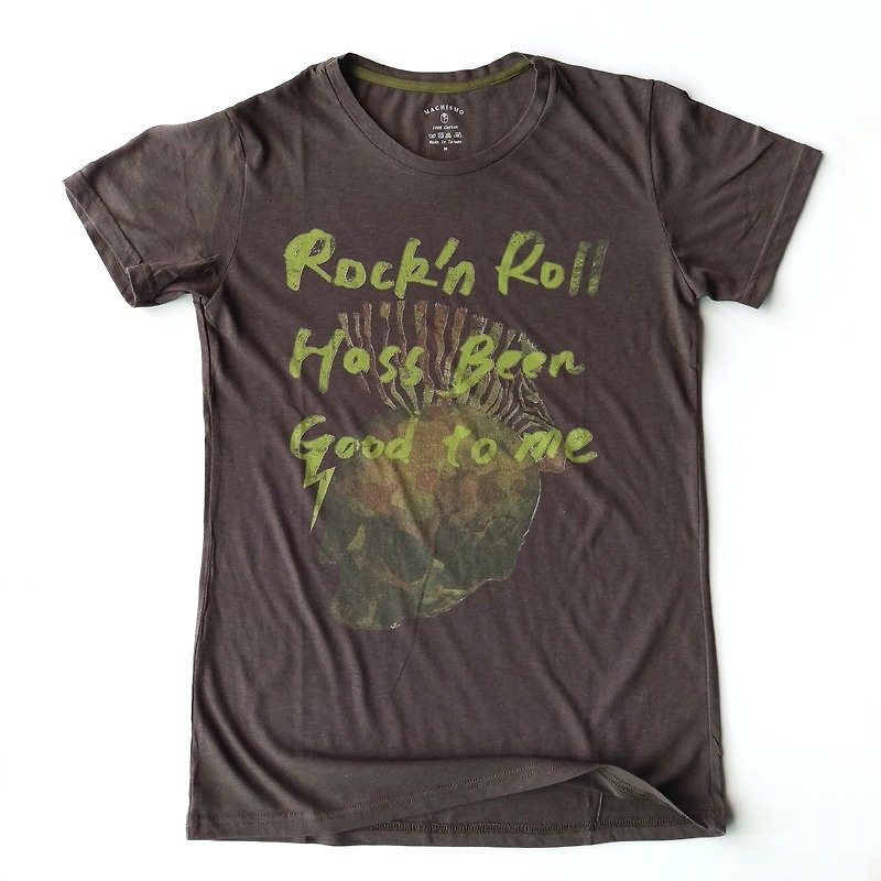 深綠色日本進口純棉 數位拔染印刷 搖滾迷彩骷髏T恤 短T - 男 T 恤 - 其他材質 綠色