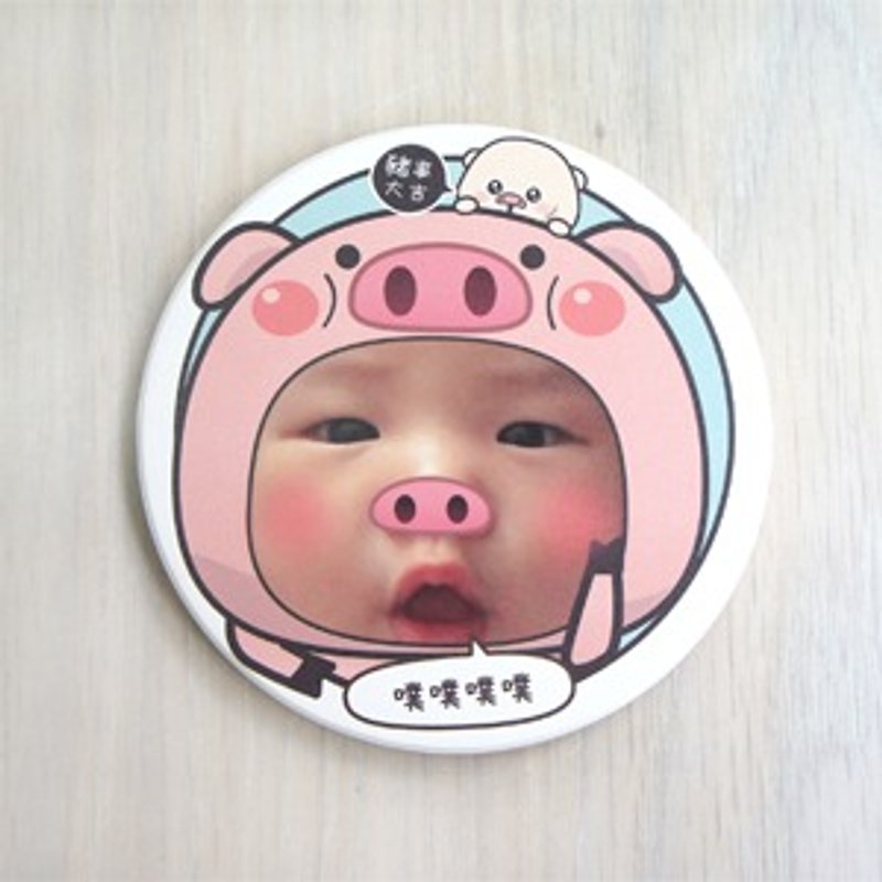 Bear Okui-Puff! Good luck for pigs【Customized ceramic plate painting】 - อื่นๆ - วัสดุอื่นๆ 