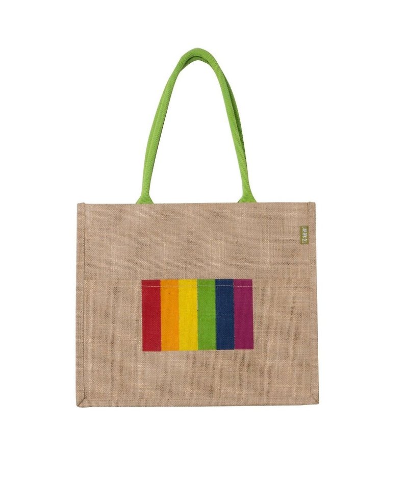 Love is Kind Jute Bag (Green Handles) - Messenger Bags & Sling Bags - Cotton & Hemp Multicolor