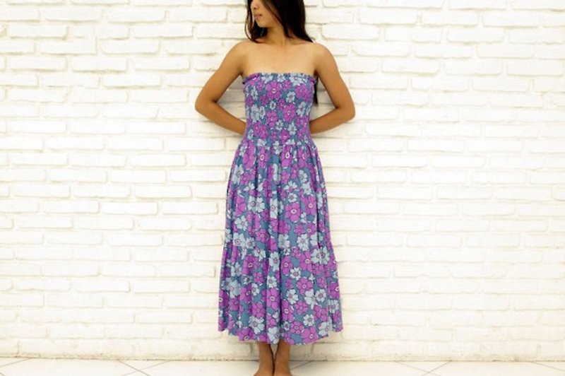 Summer Flower Tiered Dress <Purple> - One Piece Dresses - Other Materials Purple