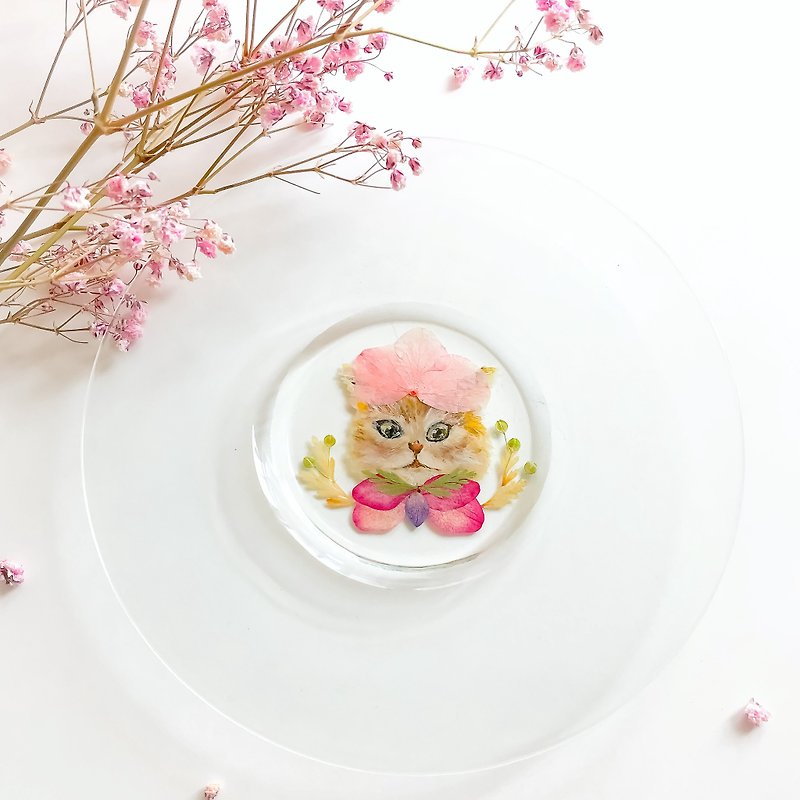 Custom order-hand-painted animal pressed flower plate, please contact before placing an order - จานเล็ก - แก้ว หลากหลายสี