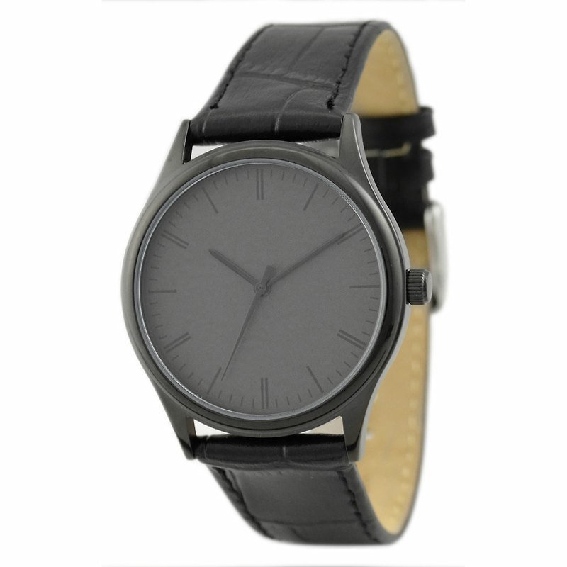 簡約手錶(黑面黑條紋)黑殼 - 女錶 - 其他材質 黑色