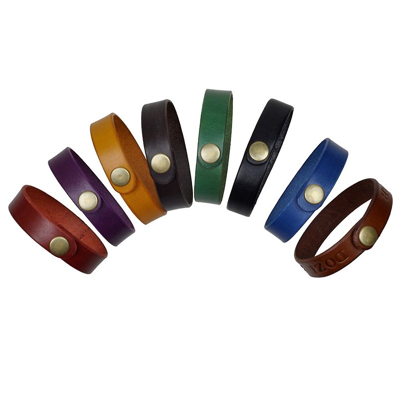 [DOZI leather hand-made] single ring leather bracelet leather for dyeing can be freely color - สร้อยข้อมือ - หนังแท้ 