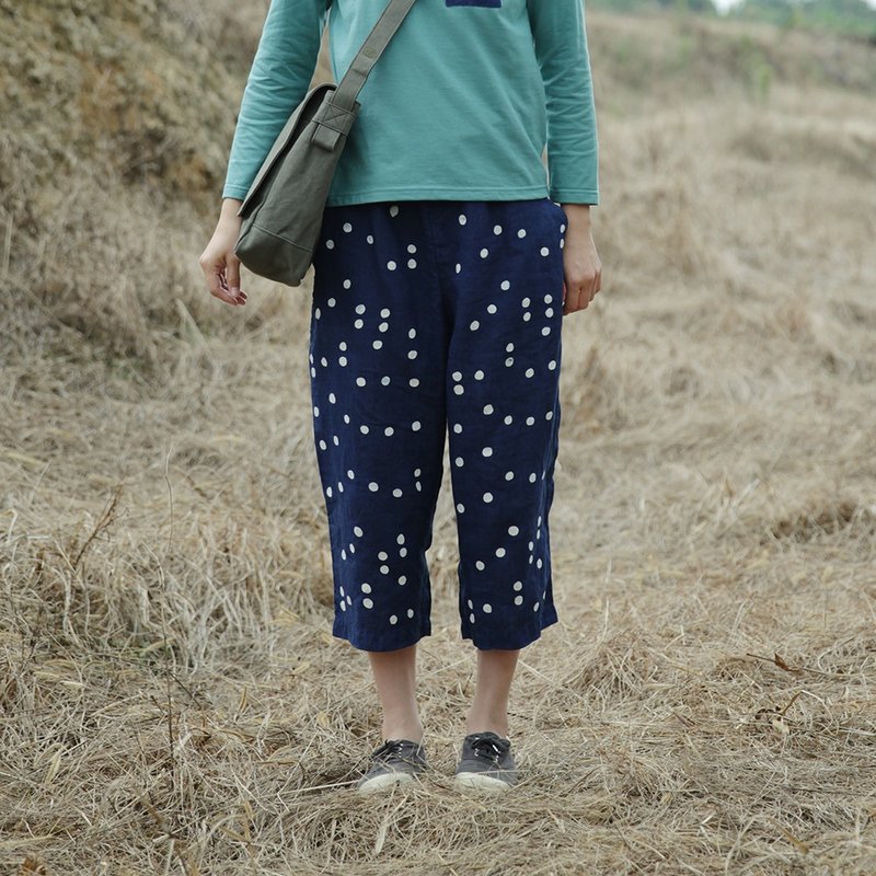 Natural dyed linen pant / frost - Women's Pants - Plants & Flowers Blue