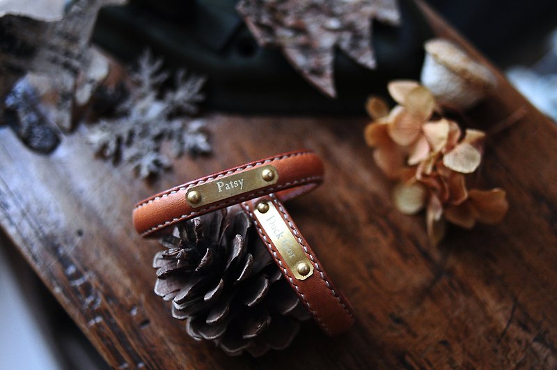 Artemis Leatherware Hand Stitched Dark Brown Leather Bangle/ Bracelet Personalize Custom - Bracelets - Genuine Leather 
