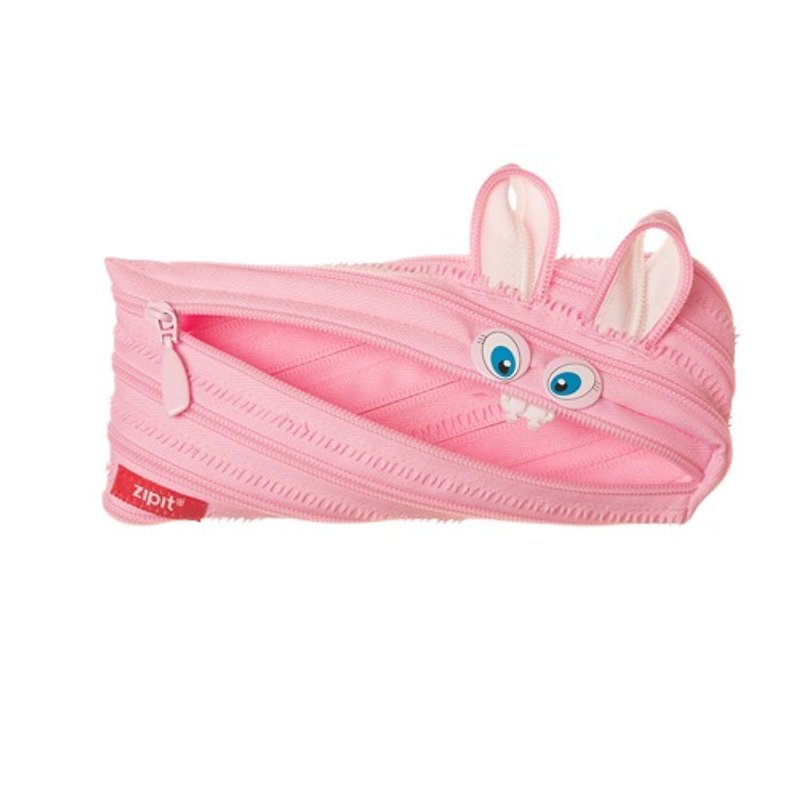 Zipit動物ジッパー袋（中） - ウサギ - ポーチ - その他の素材 ピンク