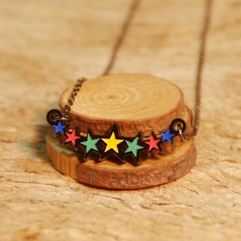 Starry dots/color stars/short chain/ Acrylic material - Necklaces - Acrylic Multicolor