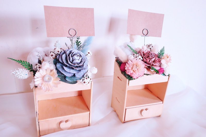 ▫One Flower Marketing Wooden double cabinet, dry flower business card holder memo folder - แฟ้ม - พืช/ดอกไม้ 