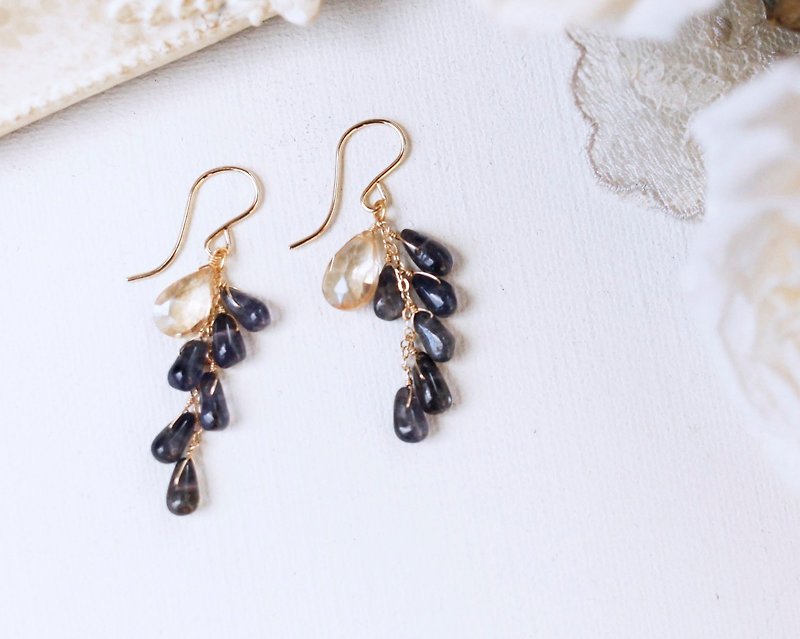 Piercing and earrings uva [Iolite] - Earrings & Clip-ons - Other Metals Blue