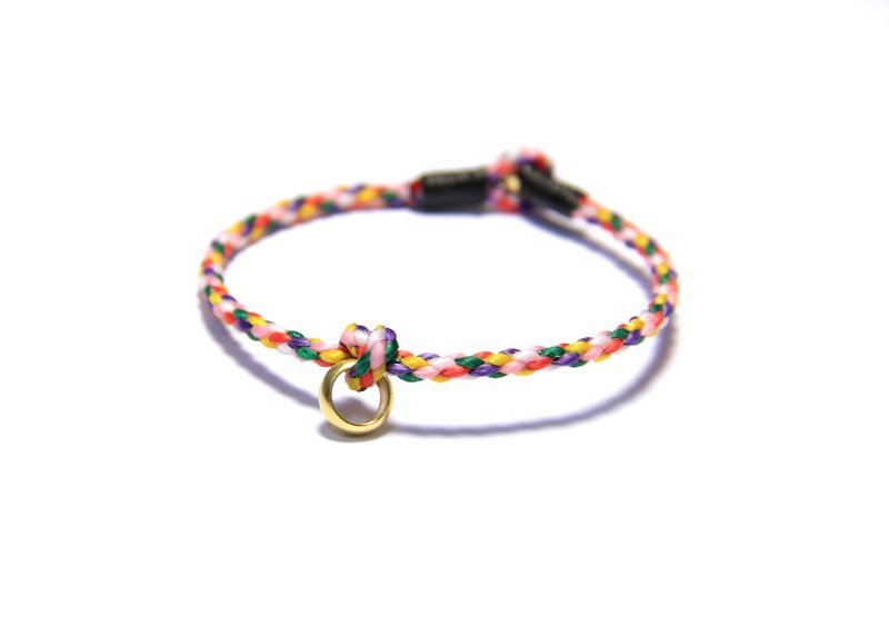 Sakura round wax line silk bracelet - สร้อยข้อมือ - โลหะ สึชมพู