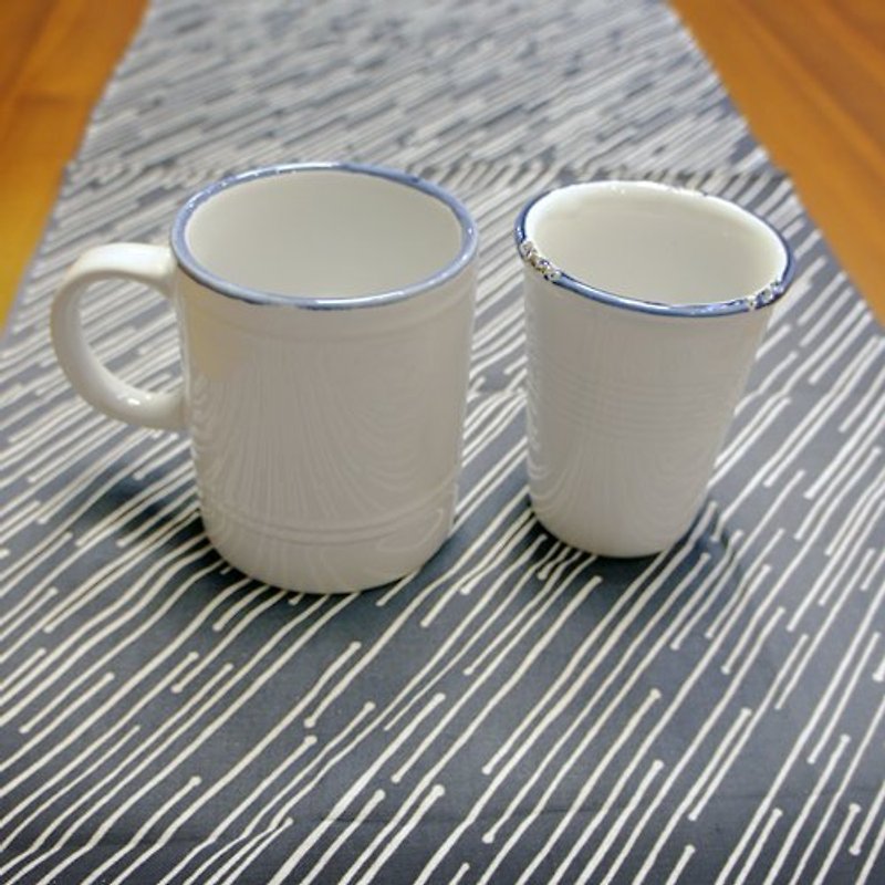 Fake enamel ceramic cup (2 in one) porcelain cup (2 in one) - Mugs - Other Materials White