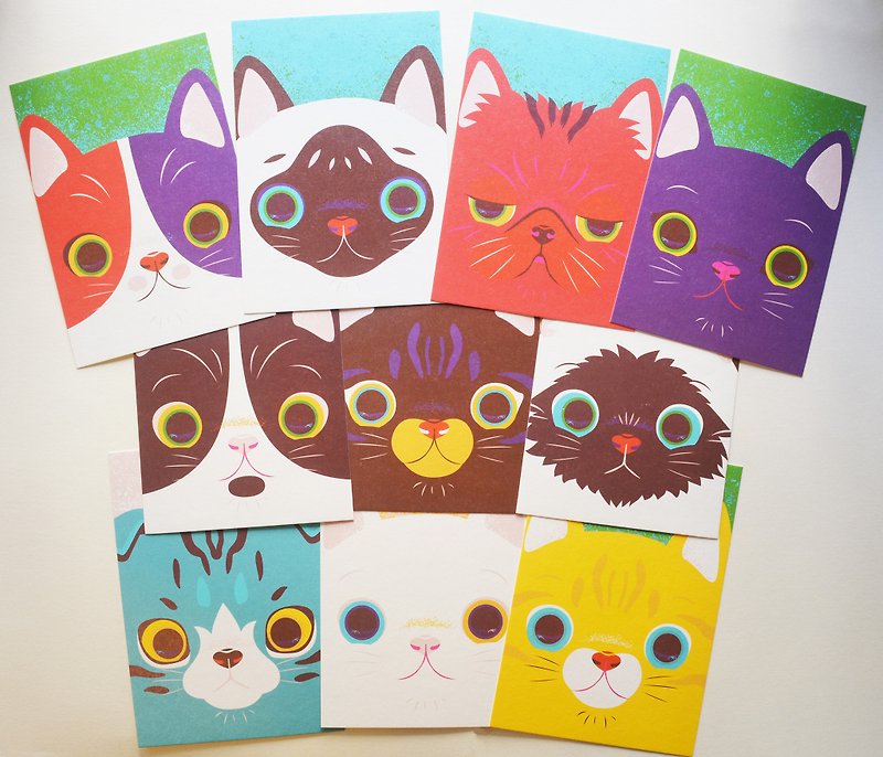 Printed postcard cat set of 10 - Cards & Postcards - Paper Red