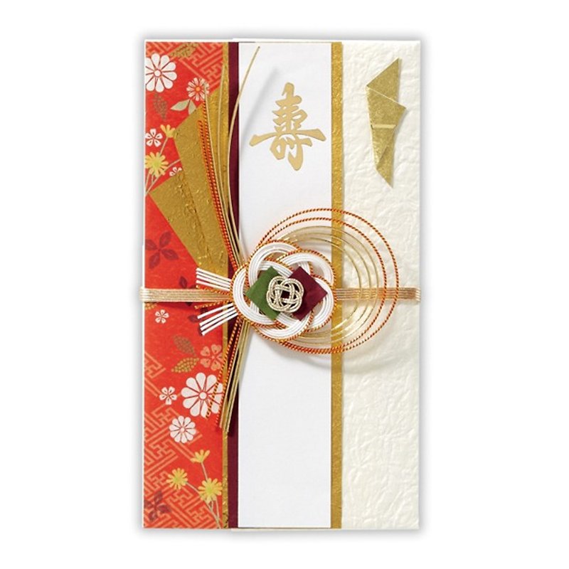 Hallmark-Marriage ロイヤル バースデー フラワー レッド JP-Japanese Card Blessing Gift Bag - ご祝儀袋・ポチ袋 - 紙 ゴールド