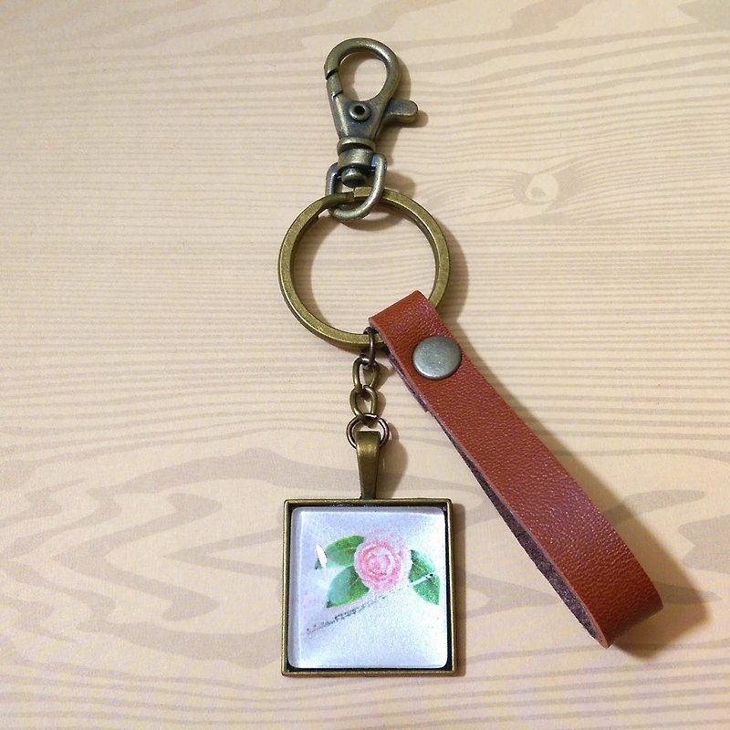 [Flute and camellia time gemstone key ring] music instrument tube music wood time gemstone bubble hand custom customized "Misi bear" graduation gift - Keychains - Other Metals Multicolor