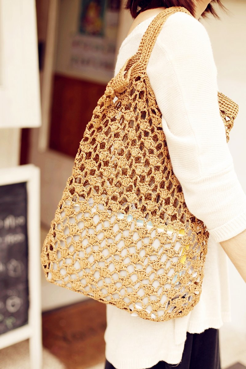 [Good day] Great crocheted hand for small things bag - Messenger Bags & Sling Bags - Paper Multicolor