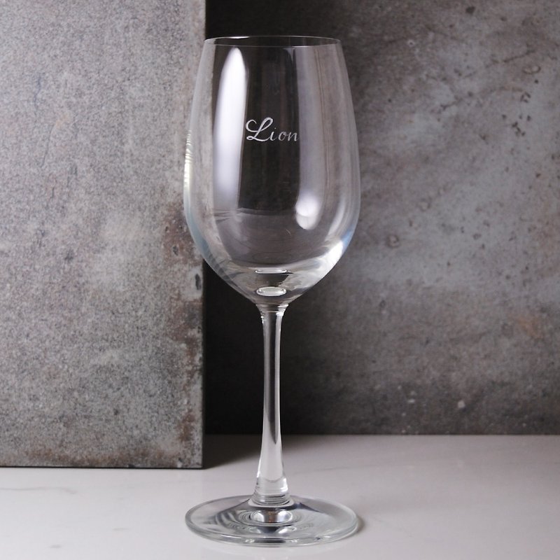 Customized gift 425cc [Engraving wine glass entry model] Thin edge blessing Bordeaux wine glass lettering gift - Bar Glasses & Drinkware - Glass Gray