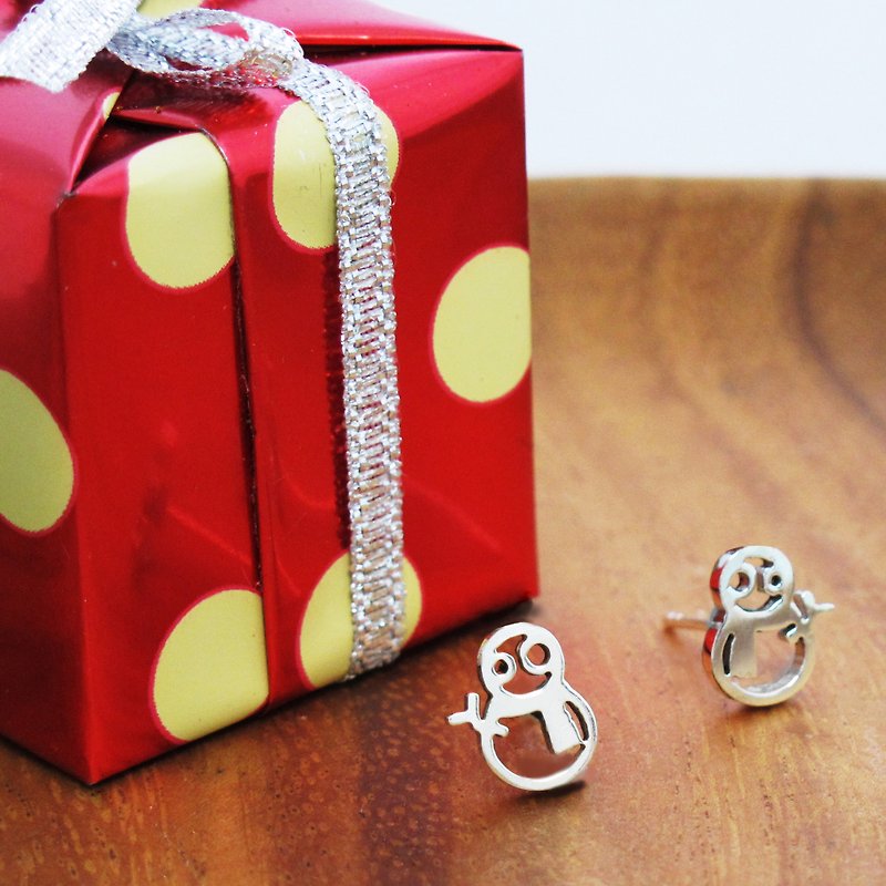 Mini Christmas / Forest Christmas silver earrings Snowman / elk / Gingerbread Man / Christmas stockings / cane sugar -64DESIGN custom jewelry - ต่างหู - โลหะ สีแดง