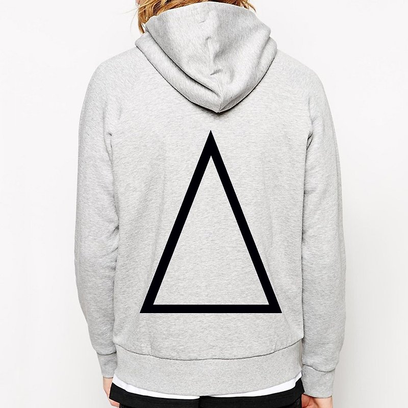 Prism A Zipper Hooded Jacket-Grey Triangle Geometric Art Design Fashionable Fashion - เสื้อโค้ทผู้ชาย - วัสดุอื่นๆ สีเทา