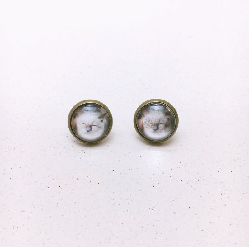 客製化禮物耳環-自由採用個人圖案的古銅復古耳環/可改耳夾式 - 耳環/耳夾 - 其他金屬 多色
