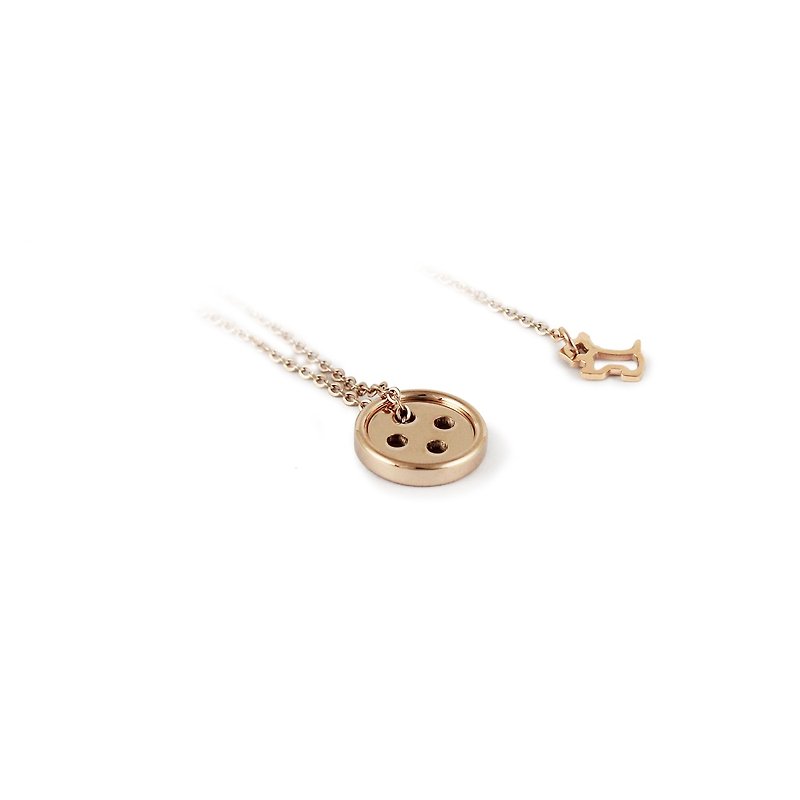 Bibi Fun carefully selected series - buttons and dog rose gold stainless steel necklace (mail free transport) - Necklaces - Other Metals 