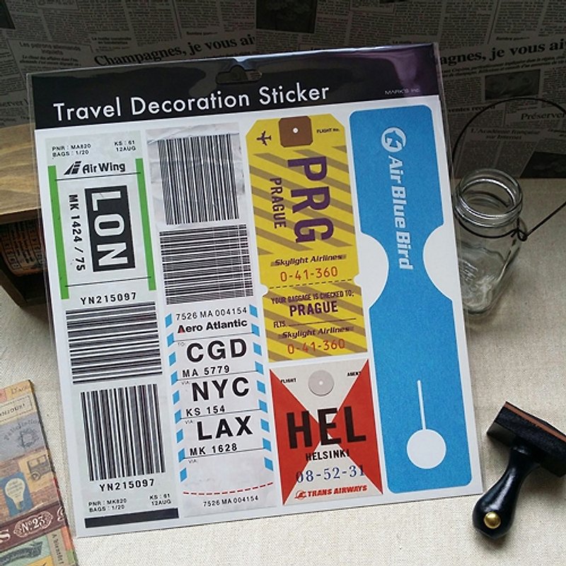 日本 Marks 旅行裝飾貼紙【標籤掛牌 (STK-TD1-D)】行李箱裝飾 - 貼紙 - 其他材質 多色