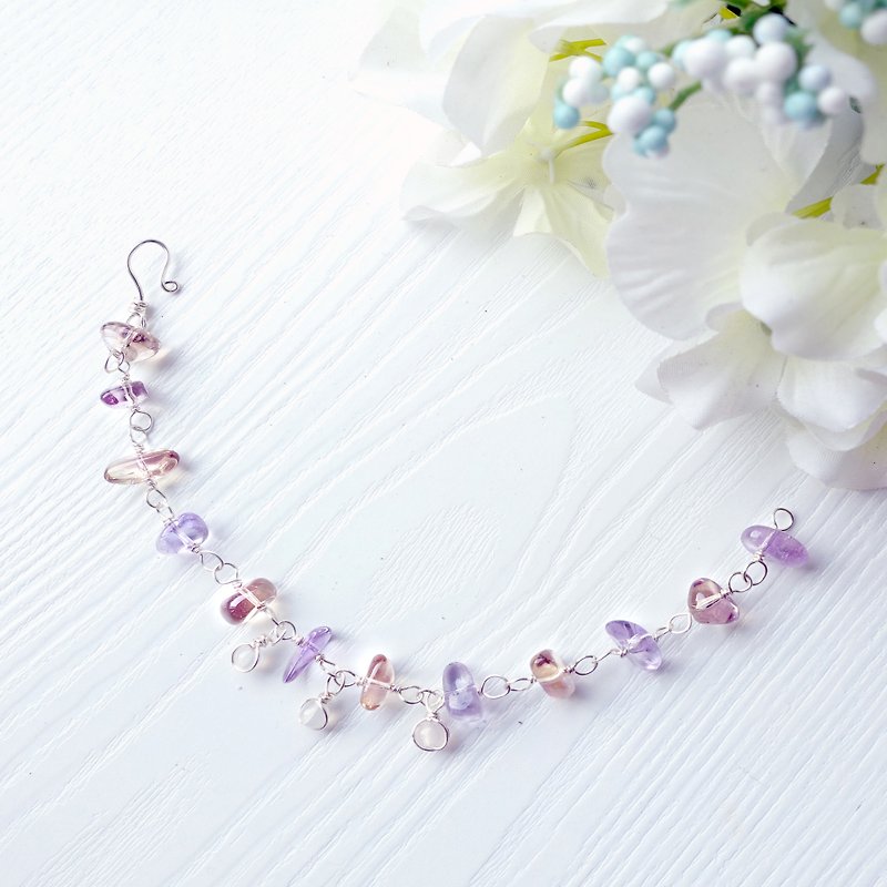 < <PURE純真之石> > Tailored handmade purple topaz 925 sterling silver bracelet waterproof allergic - Bracelets - Gemstone Purple