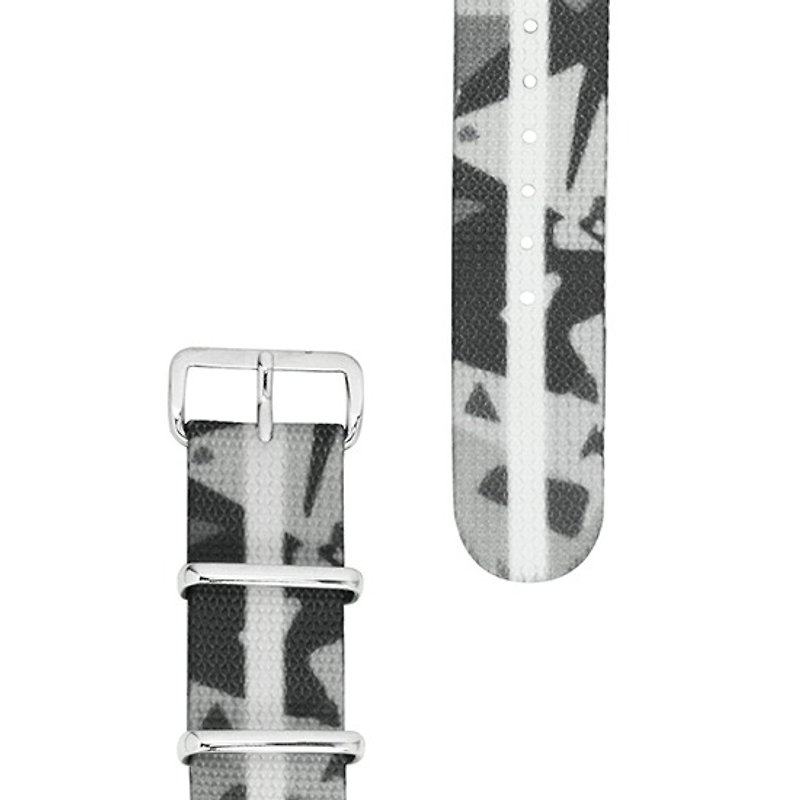 HYPERGRAND Military Strap - 20mm - FROSTBITE CAMO Abstract Grey Camo (Silver Buckle) - Women's Watches - Other Materials Gray