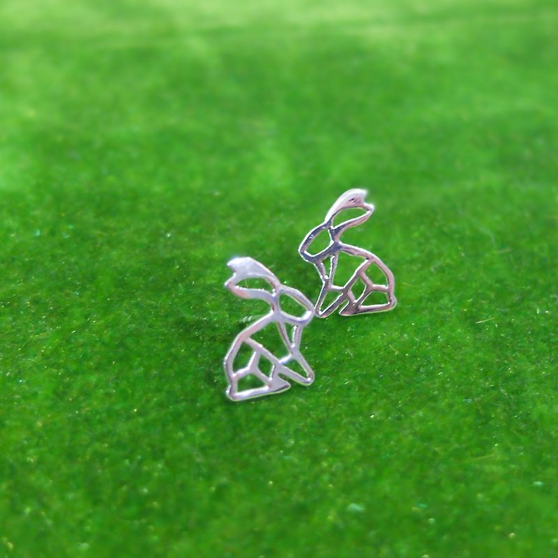 Glorikami Silver Plated Rabbit Origami Earrings - ต่างหู - โลหะ 