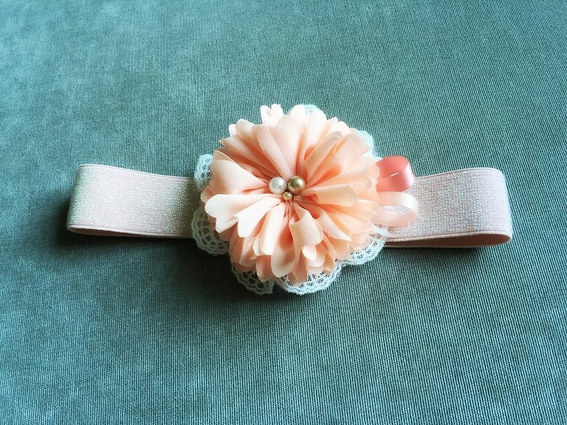 Handmade Elastic Headband with fabric flower - Bibs - Other Materials Orange
