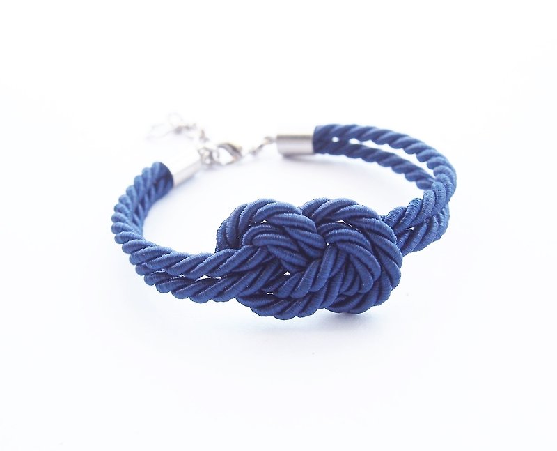 Navy blue infinity knot bracelet - Bracelets - Other Materials Blue