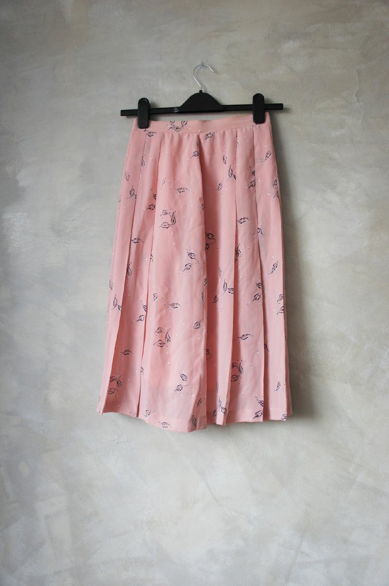 PdB vintage lobular pattern painted pink pleated chiffon dress - กระโปรง - วัสดุอื่นๆ สึชมพู