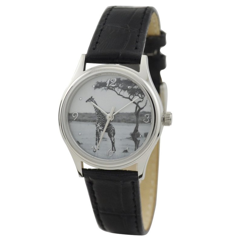 LADIES 'Giraffe Watch (black and white prairie) - นาฬิกาผู้หญิง - โลหะ ขาว