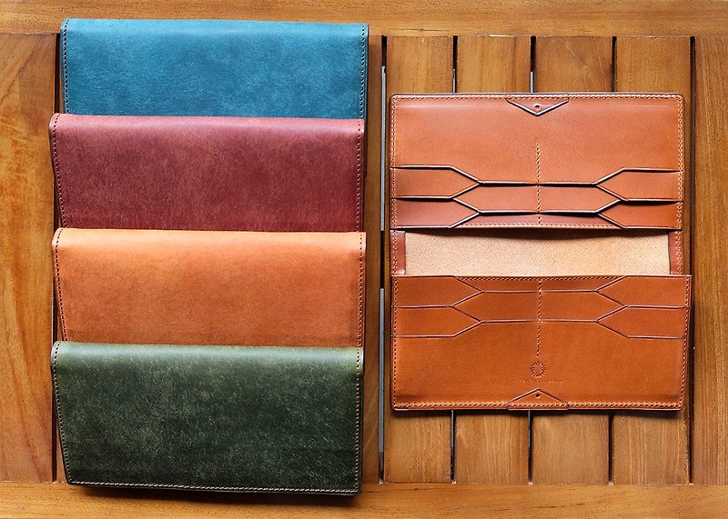isni 16 card full leather long wallet Italian Badalassi leather craftsmanship made りの long wealth cloth - กระเป๋าสตางค์ - หนังแท้ หลากหลายสี