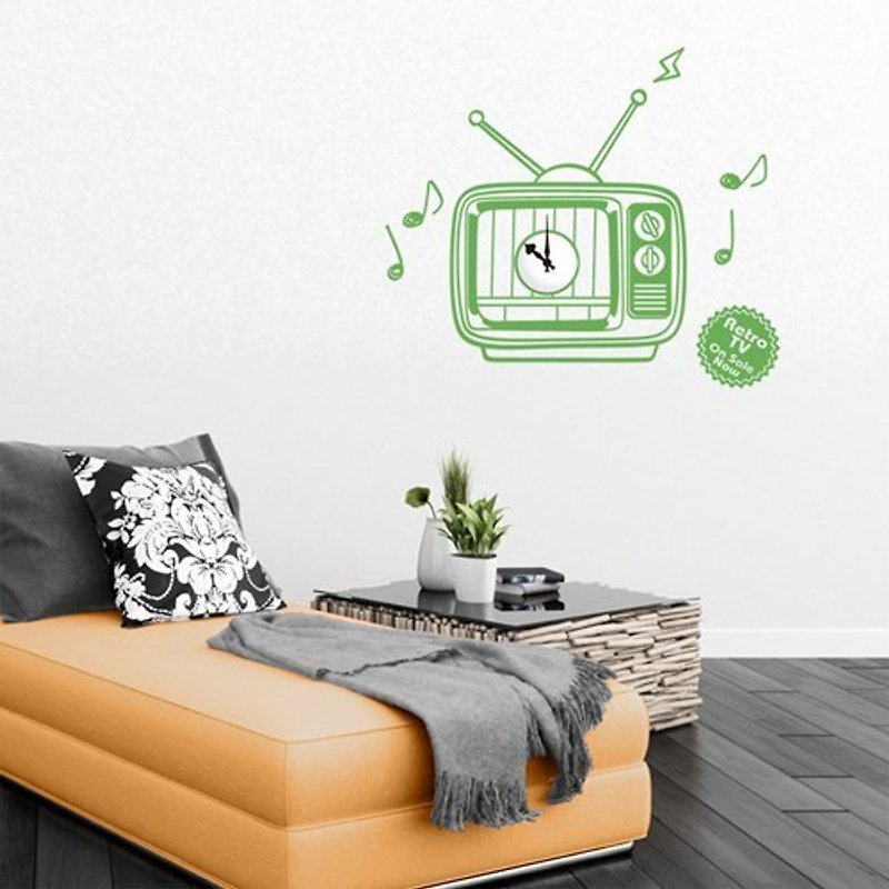 "Smart Design" creative seamless wall stickers Nostalgic TV clock (including Taiwan-made movement) 8 colors available - Wall Décor - Other Materials Gold