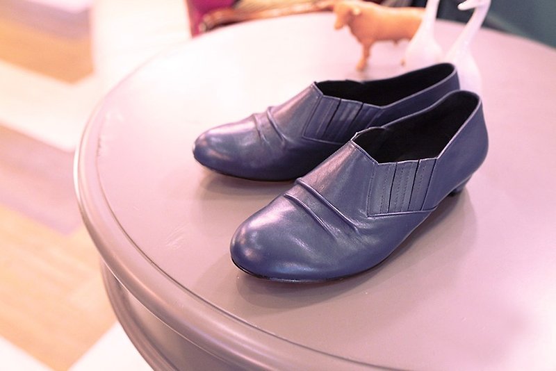 Full leather retro dress shoes - blue (spot + Pre-Order) - รองเท้าลำลองผู้หญิง - หนังแท้ 