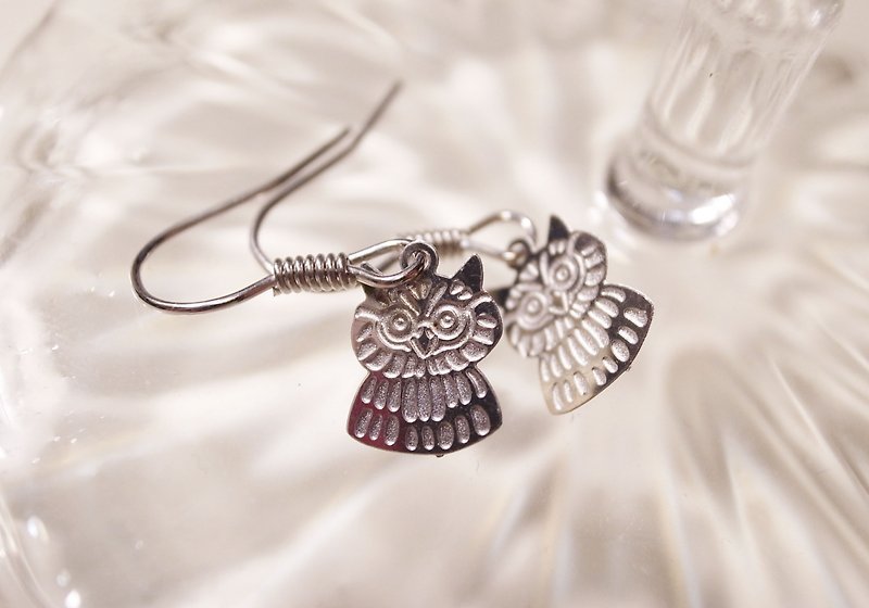 Silver Owl Cuckoo Earrings - Earrings & Clip-ons - Other Metals Gray