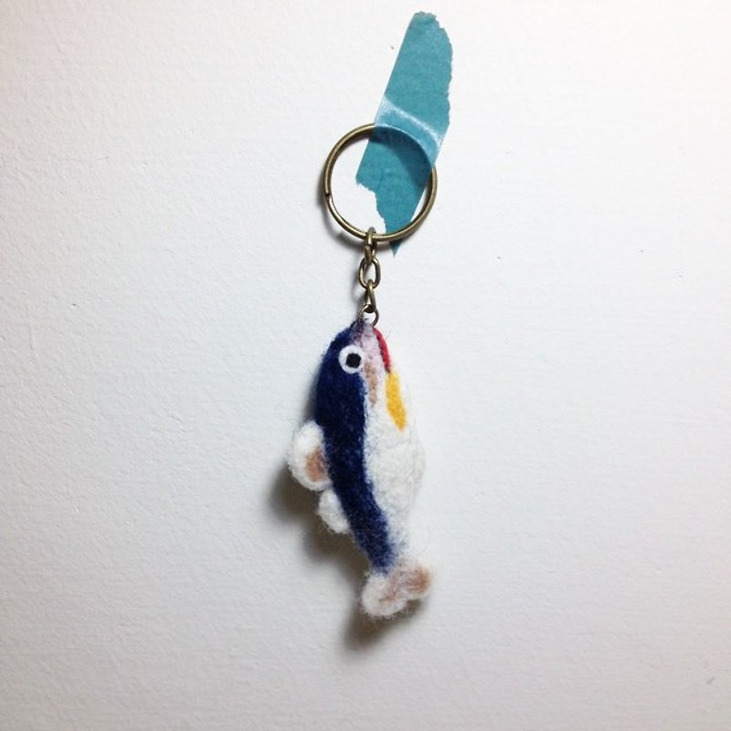 Wool felt dried salted fish - key ring - ตุ๊กตา - ขนแกะ สีน้ำเงิน