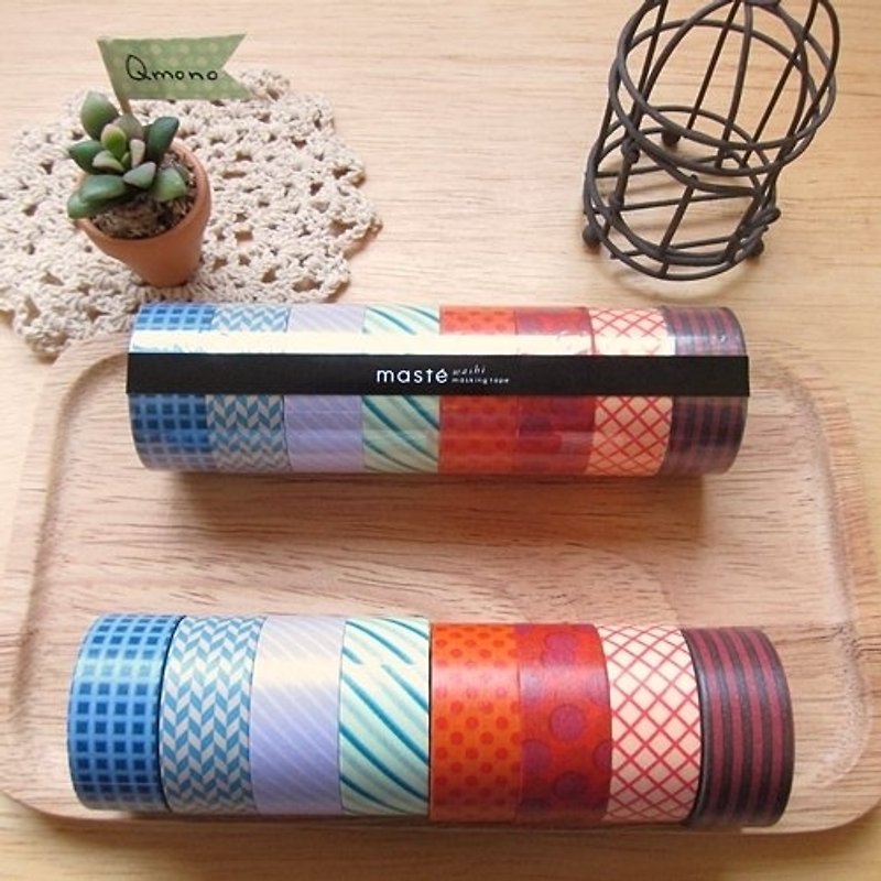 maste Masking Tape and paper tape Basic pattern retro warm colors [8 volume group (MST-MKT06-B)] - Washi Tape - Paper Multicolor