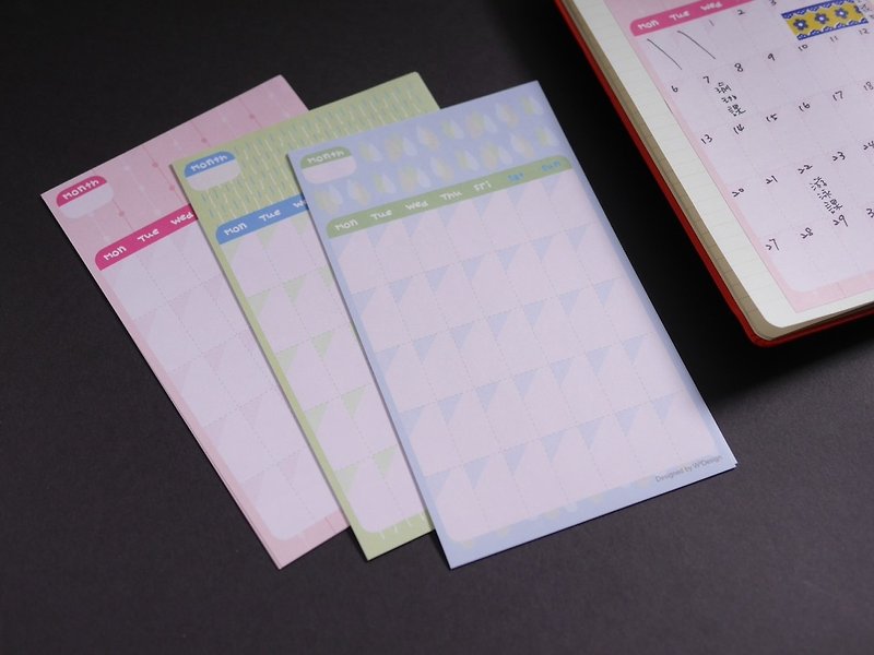 青春歲月(B6)DIY手帳月曆貼x12枚入 - 貼紙 - 紙 多色