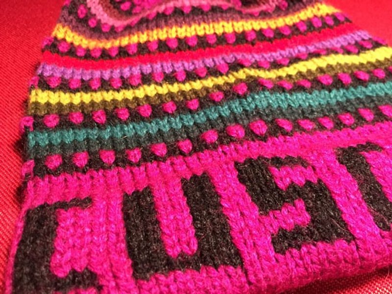 Cusco style wool hat-pink - ผ้าพันคอ - วัสดุอื่นๆ สึชมพู