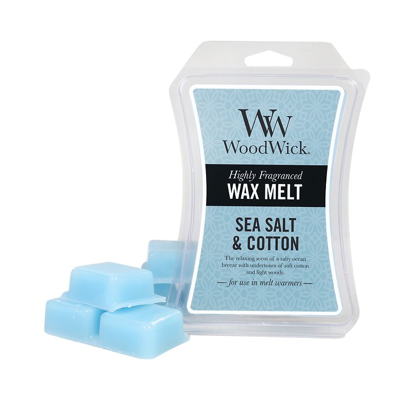 WoodWick Wax Melts 3oz-SEA SALT & COTTON - เทียน/เชิงเทียน - ขี้ผึ้ง สีน้ำเงิน