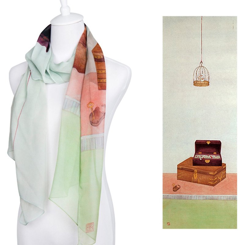 【結婚禮物】藝術家數碼打印真絲圍巾系列-張愛玲語錄#3 - 絲巾 - 絲．絹 多色