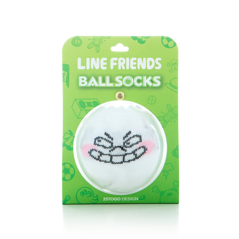 LINE FRIENDS ball socks_mantou man hehe - ถุงเท้า - วัสดุอื่นๆ ขาว
