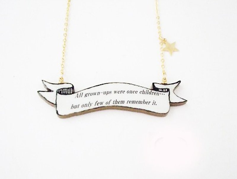 Message necklace / wooden necklace - สร้อยคอ - ไม้ ขาว