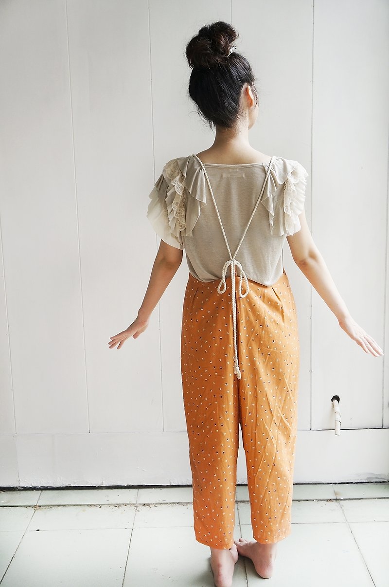 Hand-stitched/summer afternoon picnic suspenders/last piece/ - Overalls & Jumpsuits - Other Materials Orange