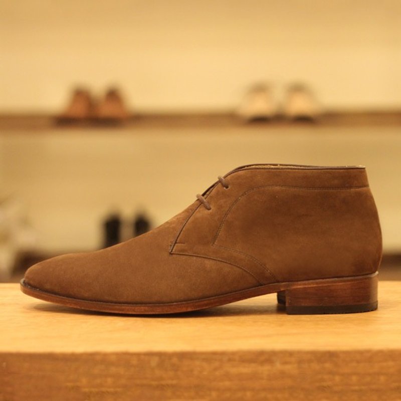 Fruit yield nubuck desert boots dark coffee - รองเท้าบูธผู้ชาย - หนังแท้ สีนำ้ตาล