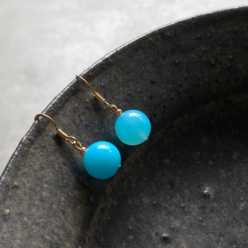 Baking soda bubble earrings (hook type) - Earrings & Clip-ons - Gemstone Blue