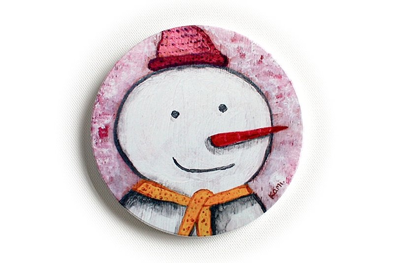 Ceramic water coaster | Snowman - Coasters - Other Materials Pink